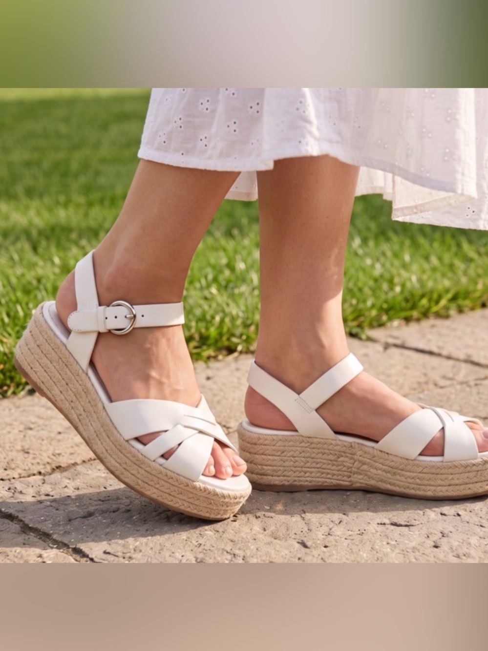 💕 Prada White Leather Espadrille Ankle-Strap Sandals 7.5 💕